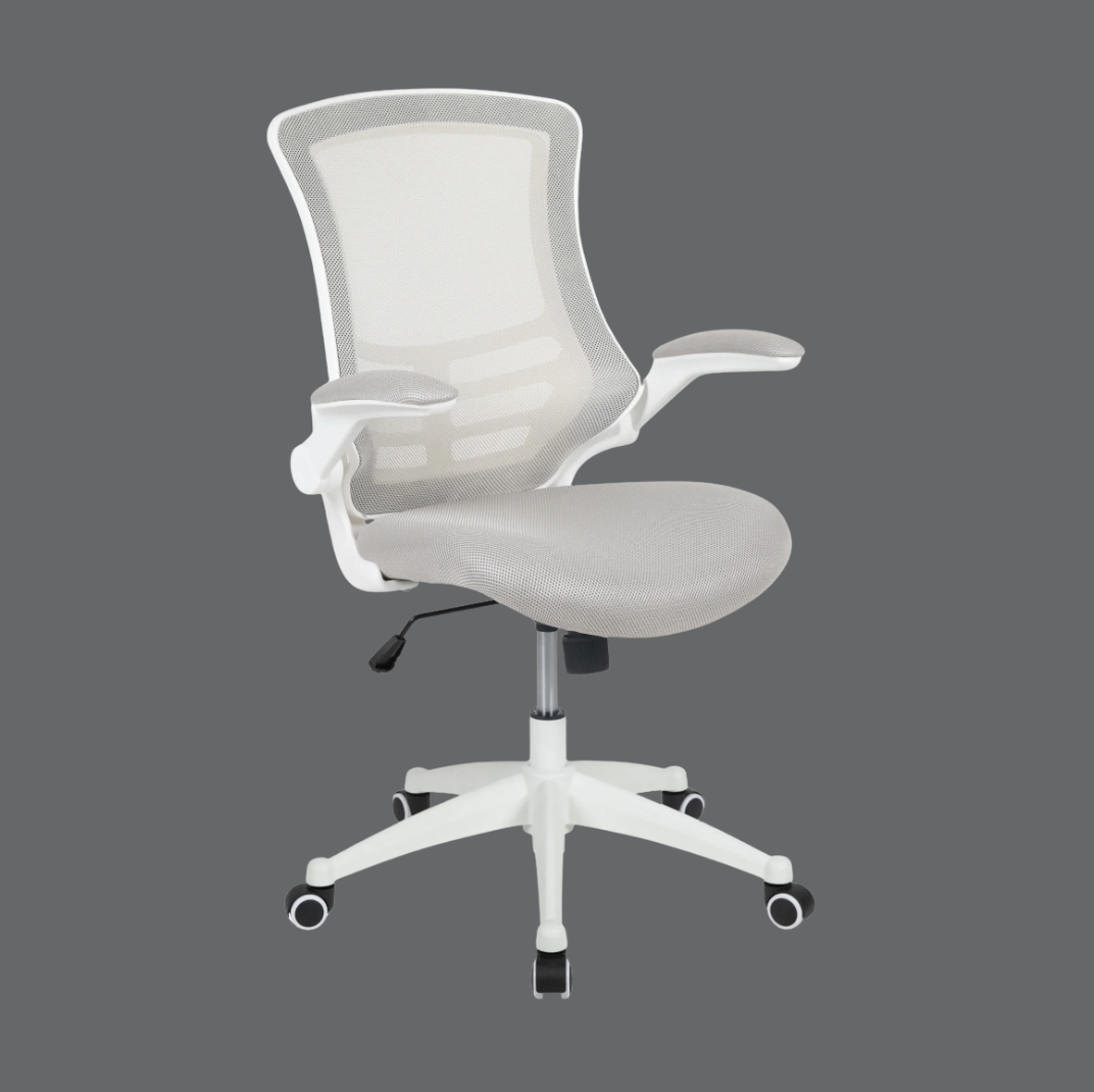 Kelista Ergonomic Mesh Mid-Back Swivel Office Chair with Flip-Up Armrests, Gray