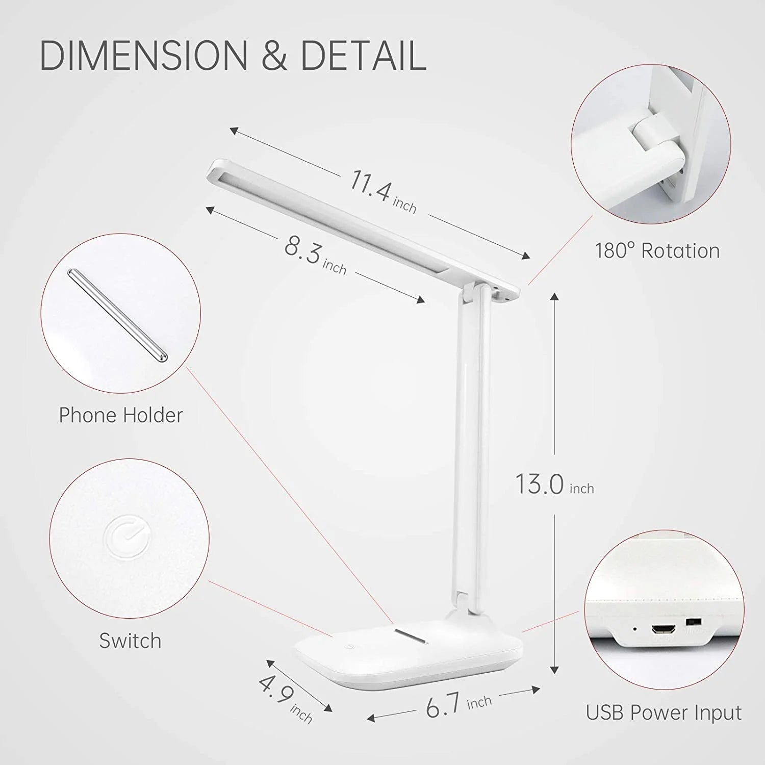 LED Desk Lamp with Adjustable Brightness