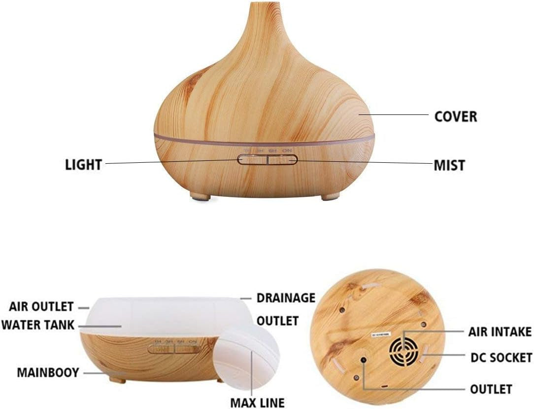 Aroma Essential Oil Wood Grain Diffuser with Remote Control 