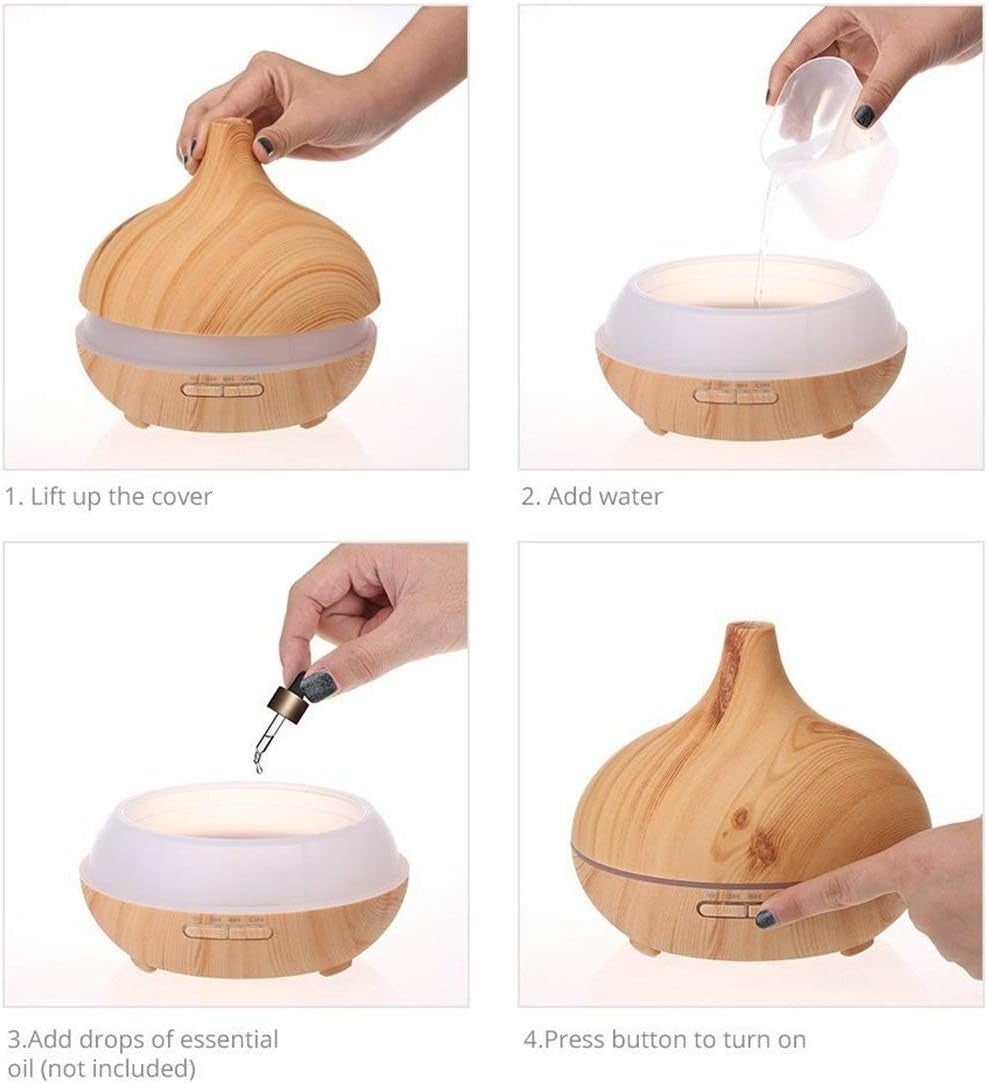 Aroma Essential Oil Wood Grain Diffuser with Remote Control 