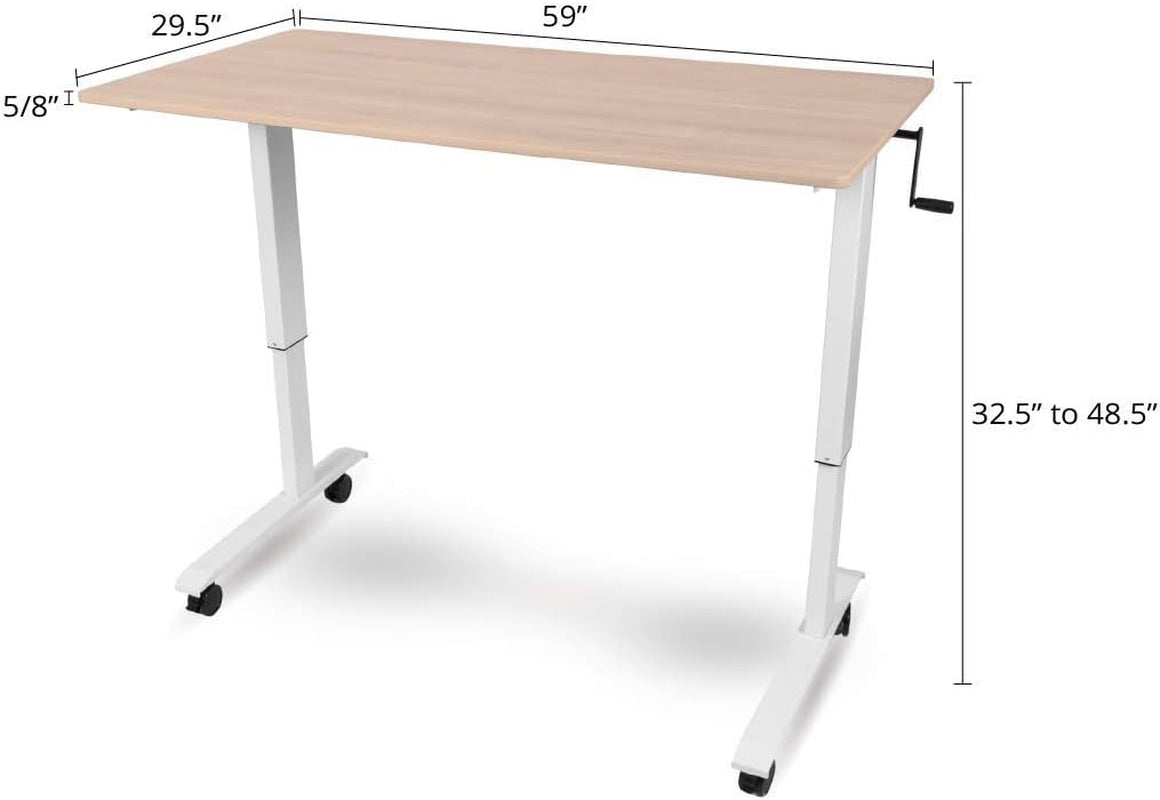 Adjustable Standing Desk (White Frame/Natural Walnut Top, 60" Wide)