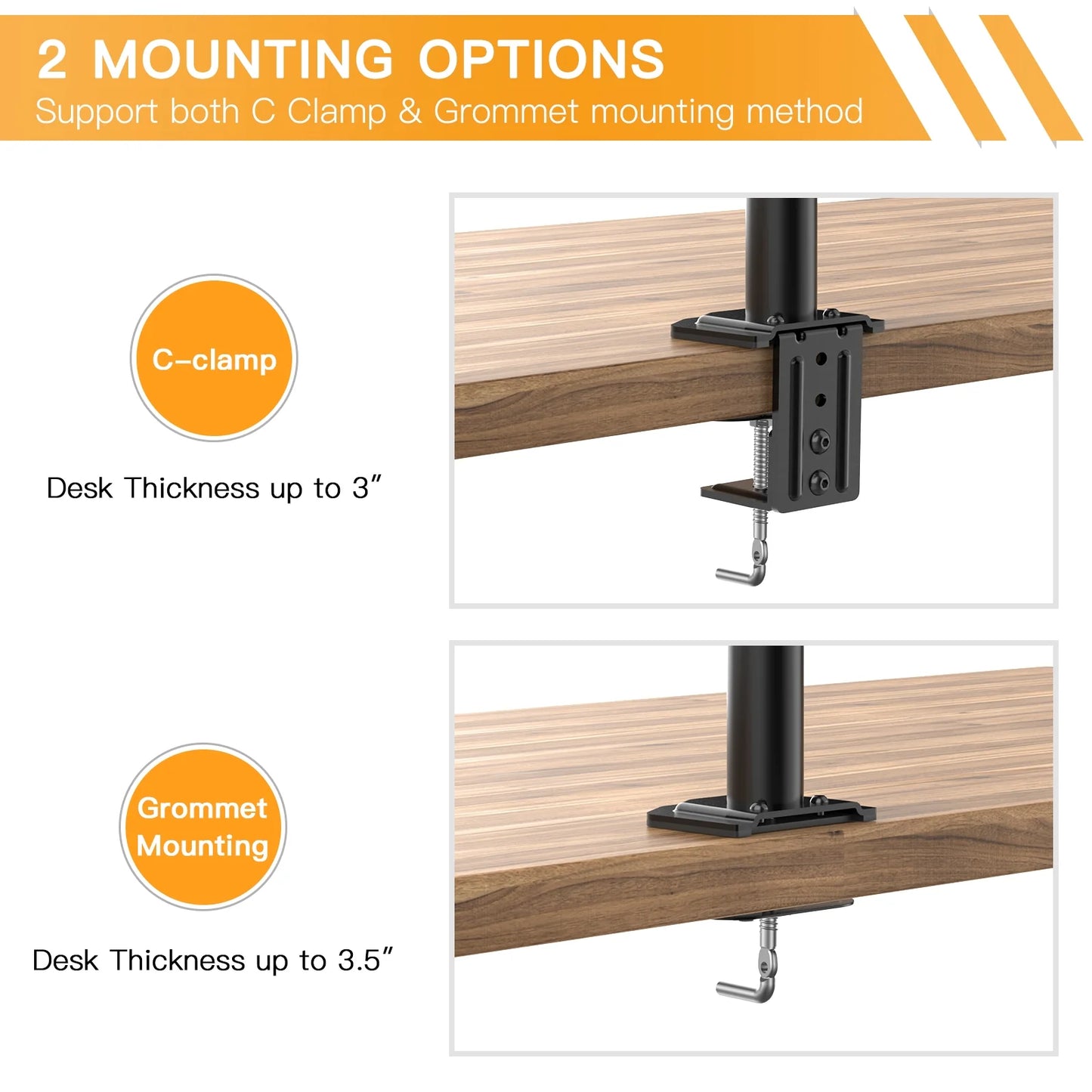 Heavy Duty Dual Monitor Mount (13-27 Inch Screens)